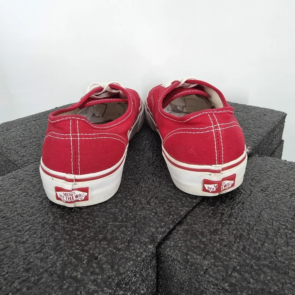Vans Authentic Red Canvas Low Top Skate Shoes Men's 9 Women's 10.5